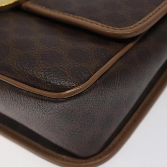 CELINE Macadam Canvas Shoulder Bag PVC Leather Brown Gold Auth 119072 - Picture 5 of 16